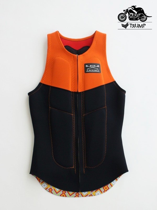 LIFE VEST #オレンジ×ブラック/レッド×柄｜TRUMP WETSUITS