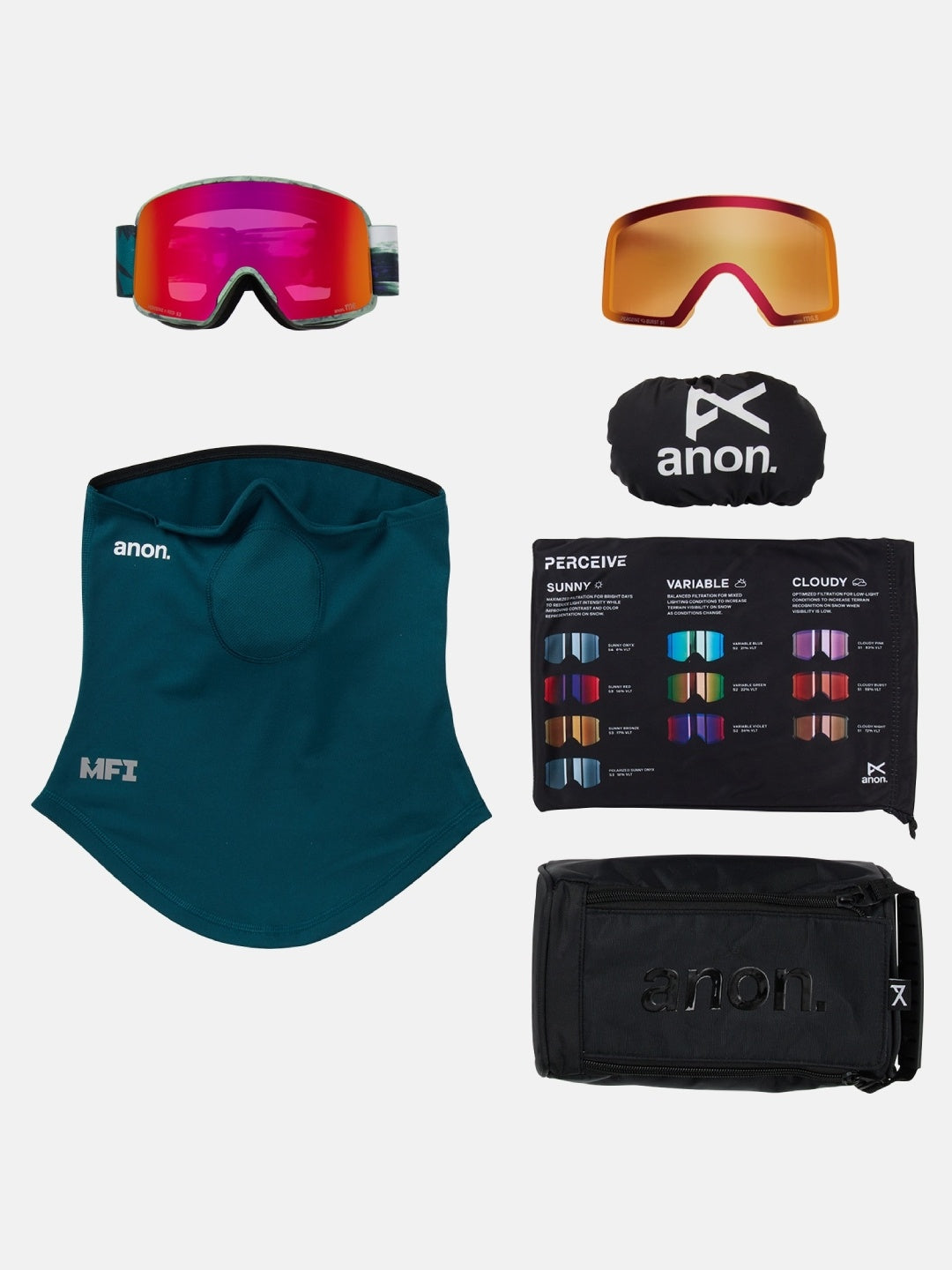 25/26モデル M6 Goggles + Bonus Lens + MFI Face Mask #Family Tree/Perceive Sunny Red [305461]｜ANON