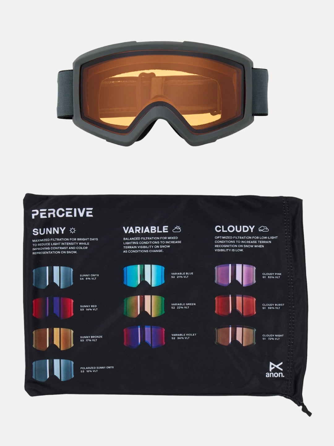 25/26モデル Helix 2.0 Goggles Non-Mirror #STEALTH/AMBER [185291]｜ANON