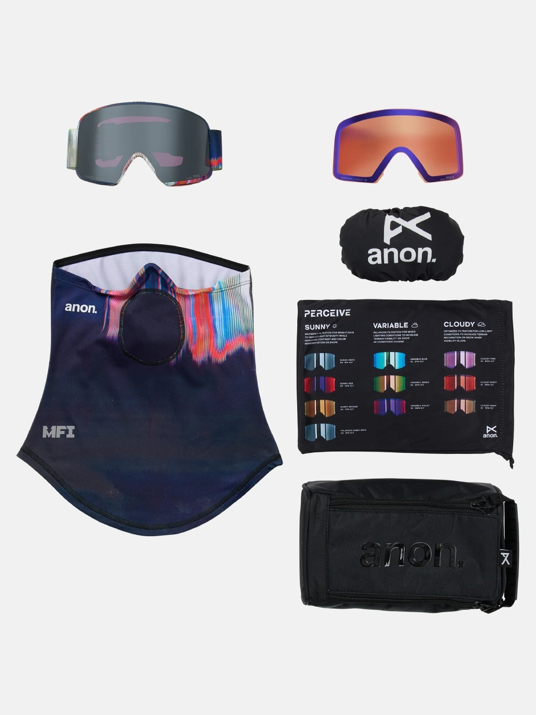 25/26モデル M6 Goggles + Bonus Lens + MFI Face Mask #Glitch Lines/Perceive Sunny Onyx [305461]｜ANON